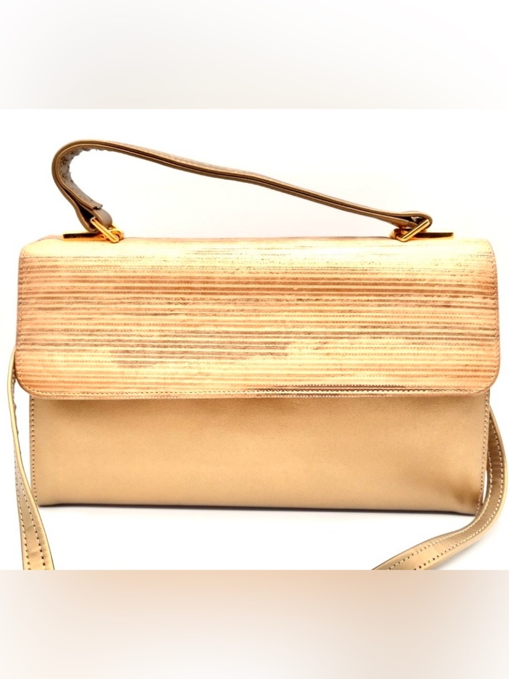 90s Naturalizer Gold Leather Evening Purse